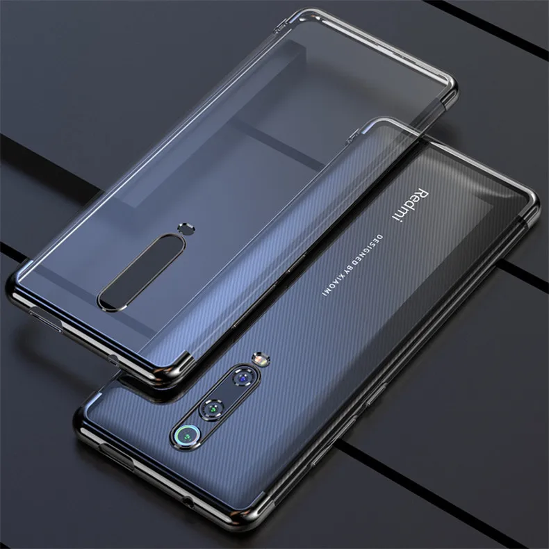 black Чехол для Xiaomi Redmi K20 Pro, Мягкий ТПУ тонкий прозрачный защитный чехол на заднюю панель для xiaomi mi 9t pro redmiK20 mi9t - Цвет: black