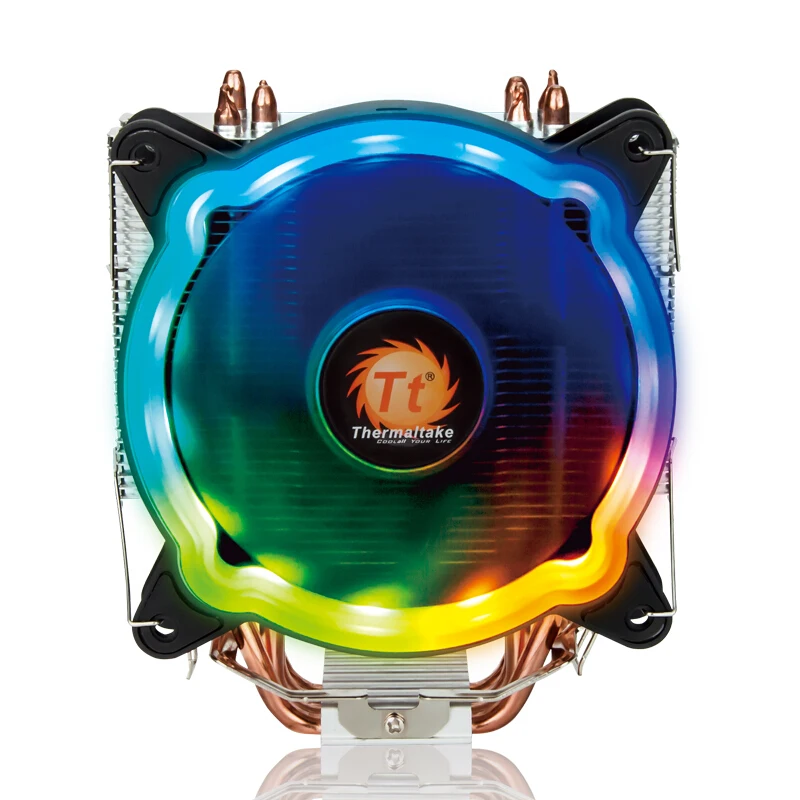 Кулер для процессора Thermaltake Rainbow D400P(мультиплатформа/Поддержка AM4/4 тепловая трубка/светодиодный RGB вентилятор/mute/интеллектуальный контроль температуры