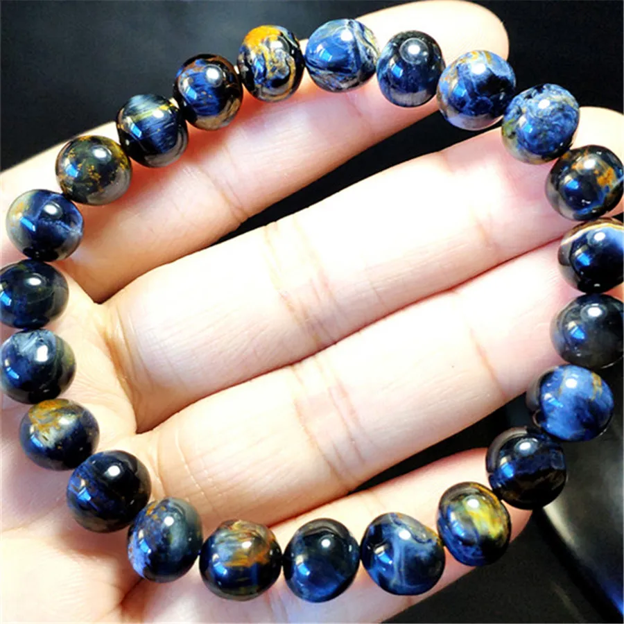 8.5mm Natural Namibia Pietersite Blue Yellow Stretch Gemstone Round Beads Bracelet For Man and Woman | Украшения и аксессуары