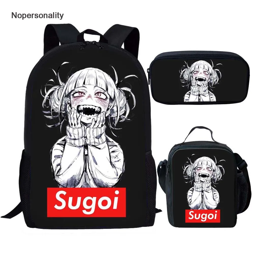 

Черные школьные ранцы Nopersonality Sugoi Senpai Anime Waifu для мальчиков и девочек-подростков, классный студенческий Детский рюкзак, Детские книжные сумки