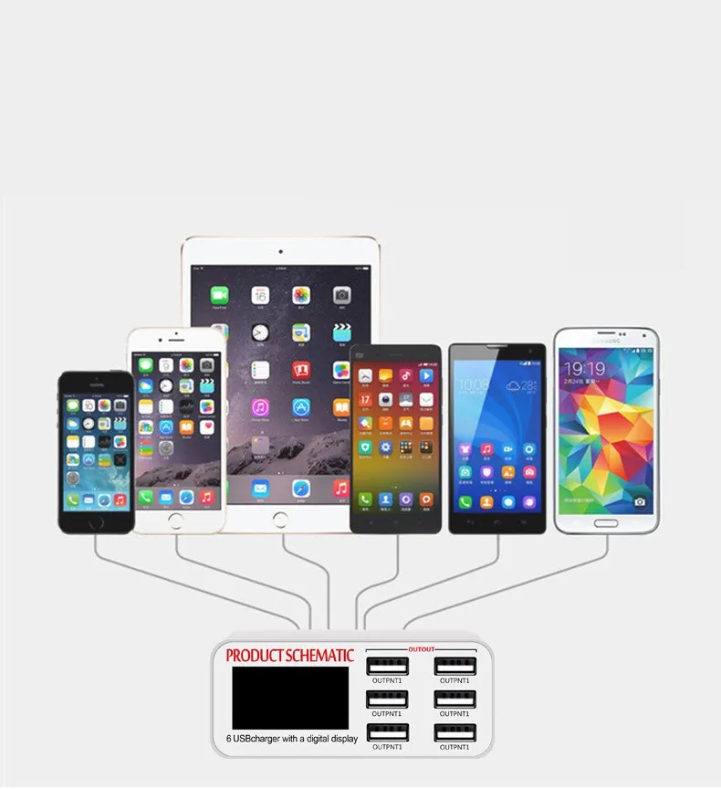 Зарядное устройство Tinhofire USB с 6 портами и ЖК дисплеем|charger 6|charger lcdlcd charger |