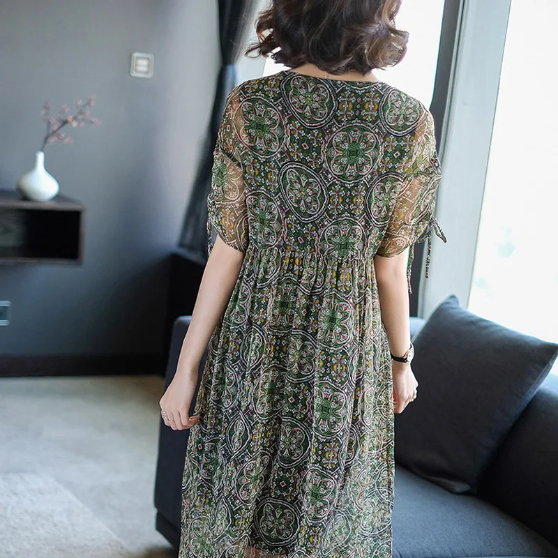 Vestidos verano 2018 Летние шифоновые платья принт boho пляжное платье цветочный элегантная