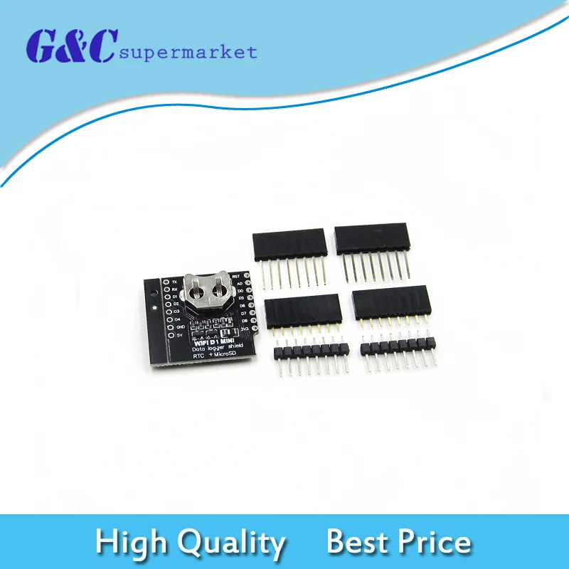 Интегральные схемы DataLog Shield для WeMos D1 mini RTC DS1307 с батареей + MicroSD штыревыми