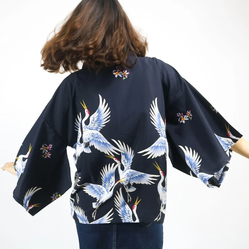 Женское японское кимоно-кимоно yukata кардиган блузка с длинным рукавом