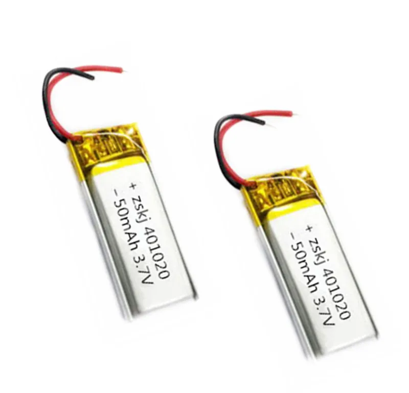 Черный 1/2/4 шт 3,7 v 50 мА/ч, 401020 литиевая полимерная аккумуляторная батарея для игрушки автомобилей Bluetooth динамик Bluetooth гарнитура - Цвет: Черный
