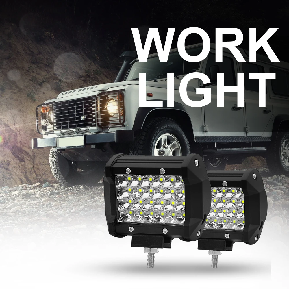 Roadsun 72W фары для 6000 К Автомобильный светодиодный рабочий светильник 12V Светодиодные Автомобильные фары бар внедорожные лампы для трактора 4x4 грузовых автомобилей SUV транспортных средств лодка мотоцикл
