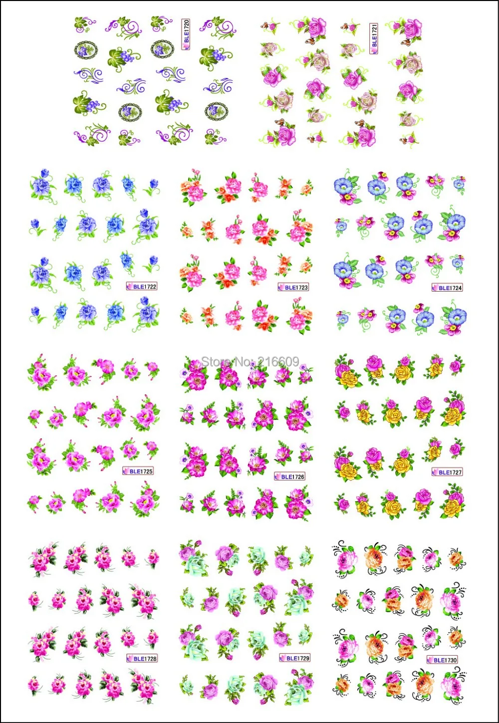 22 листа/партия декоративные наклейки для ногтей