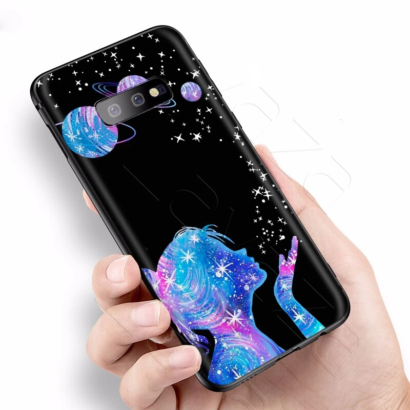 Lavaza Black White Moon Stars Space Astronaut Case for Samsung Galaxy Note 10 Plus A10 A30 A40 A50 A70 A20 A20S A10S A30S A50S |