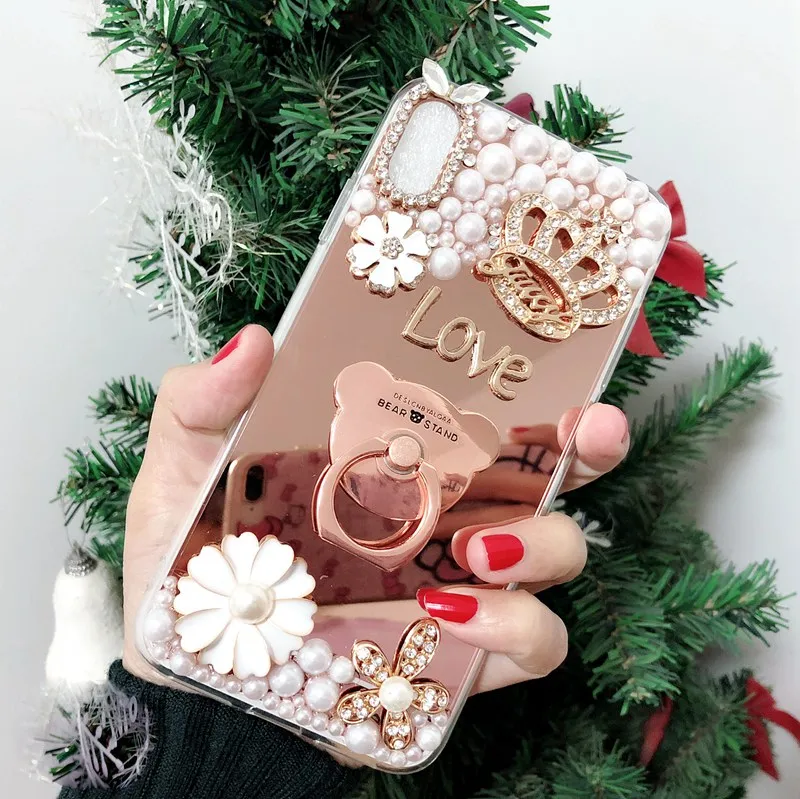 Роскошный зеркальный чехол для Samsung Galaxy A6 A8 Plus A7 2018 A750 Note 9 8 J6 J8 S7 S8 S9 A70 жемчужное