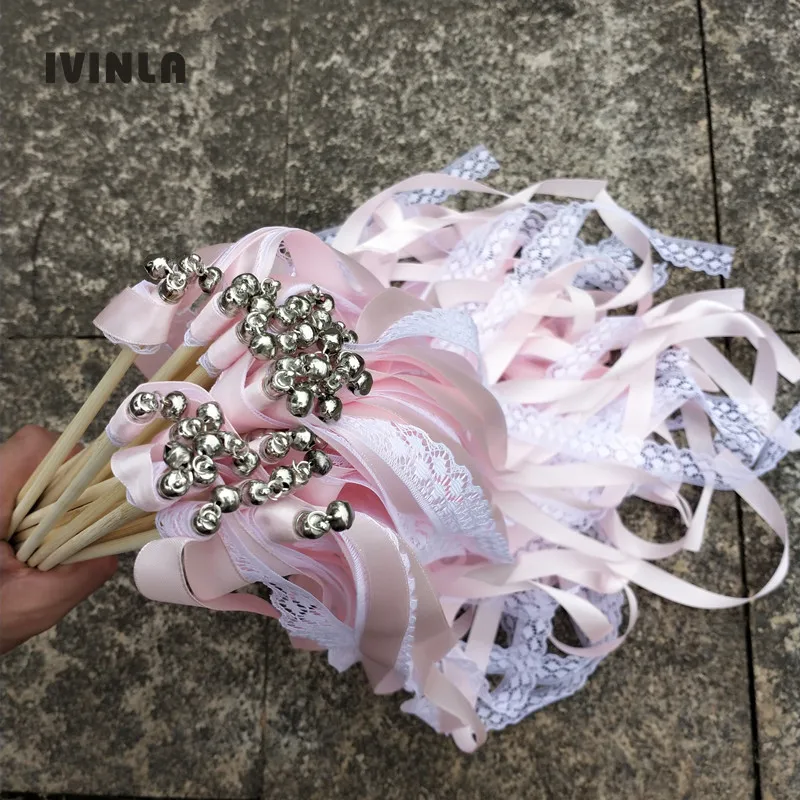 50Pieces/Lot pink wedding wands with lace for Event Party Supplies Wedding | Дом и сад