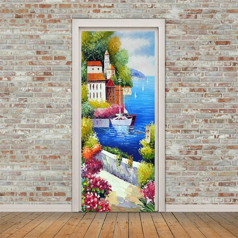 Художественная настенная палка 3D вид на море дачный пейзаж узор домашняя дверная
