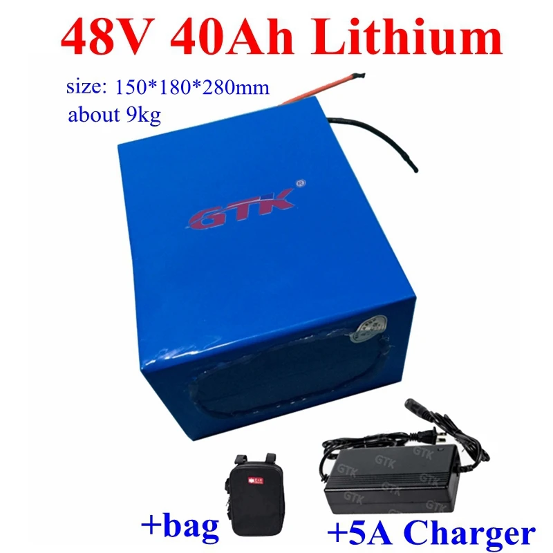 GTK 48V 40Ah литий ионный аккумулятор BMS 13S 3 7 v li po для 2500w 3000w ebike мотоцикла хранения