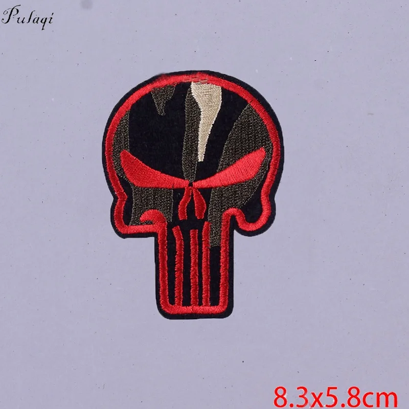 5P-PE4222CT Pulaqi череп рок-группы патчи для одежды DIY Полоса вышитые железные нашивки на одежду металлические музыкальные Значки для рюкзаков - Цвет: 5P-PE4222CT