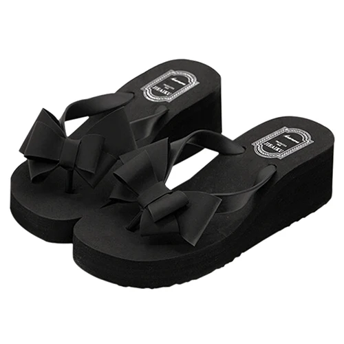 

Women Platform Mid Heel Flip Flops Beach Sandals Bowknot Slippers Shoes Summer Beach Flip Flops Sandals Women's Slippers