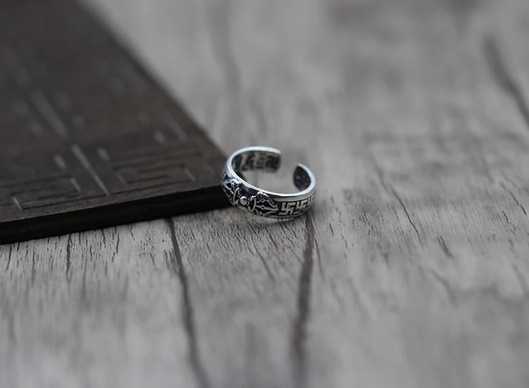 S925 sterling silver open ring Buddhist classic style Cross Diamond personalized A gift to friends and family | Украшения и