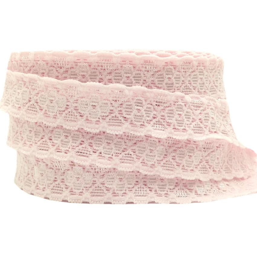 

High Quality Stretchy Pale Pink Lace Elastic 2cm Light Pink Lace Trim Ribbon for DIY Headwear Headband Hair Accessory 10yard/lot