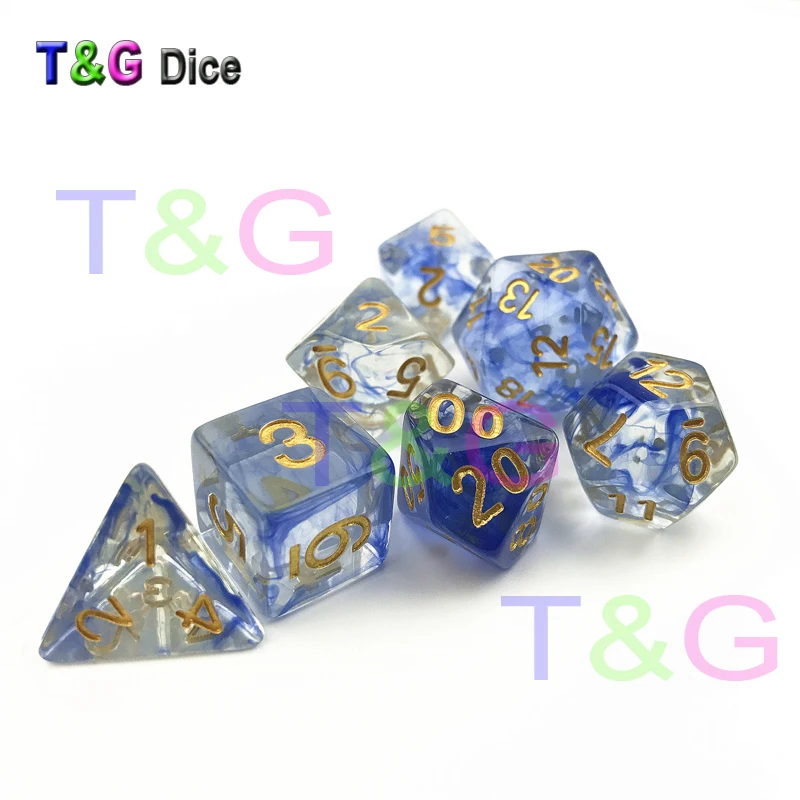T& G крутые кости набор удивительный эффект туманности DND 7 шт d4-d20 с мешком из органзы как рождественский подарок