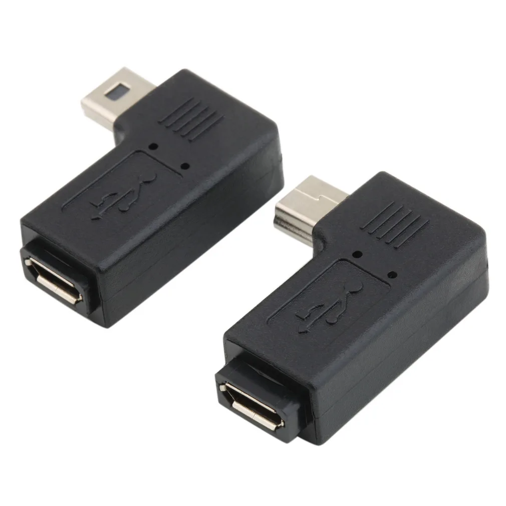 Оптовая продажа 1 шт. USB Micro 5Pin Женский к Mini мужской угол 90 градусов правый адаптер