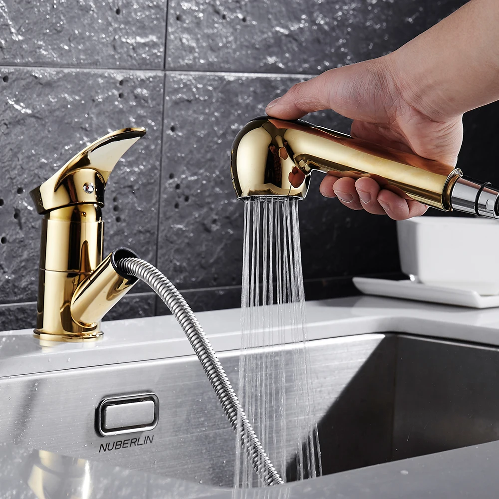 Смесители для кухни выдвижные хромированные краны на раковину с двойным носиком