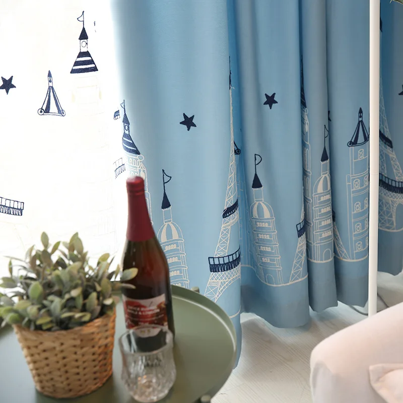 Современный минималистский Эйфелева башня вышитые затемненные занавески для