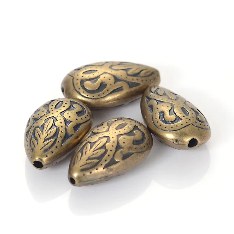Antique Bronze Miasol 100 шт Ретро Винтажные акриловые каплевидные бусины в форме капли Античного Дизайна для рукоделия, аксессуары для изготовления ювелирных изделий - Цвет: Antique Bronze