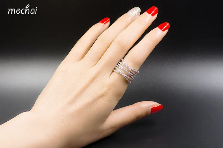 Женские многослойные кольца с фианитом простой и изящный дизайн | Украшения