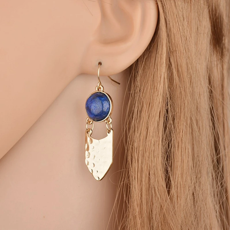 2 шт./пара серьги с синими бусинами женские геометрические формы серьги-капли