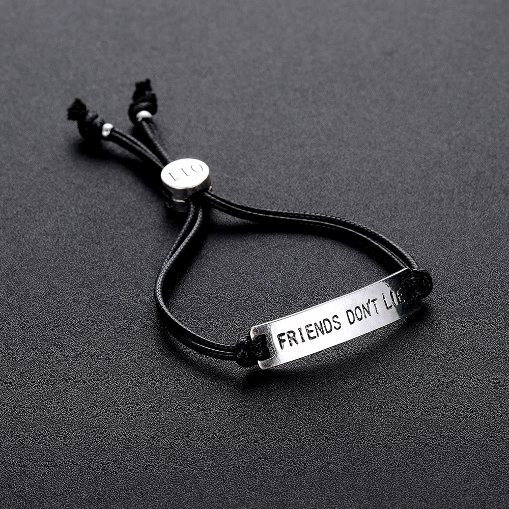 Stranger Things Eleven Adjusted Bracelet Friends Don't Lie Letter Charm Bracelt Best Friend Cord Bracelet Jewelry Wholesale image 2