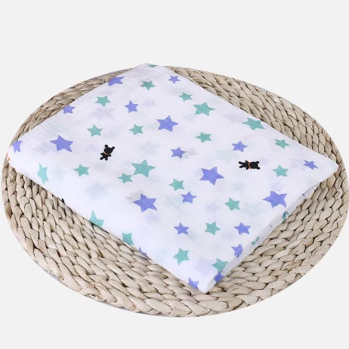 Purple Stars Хлопковые носки для новорожденных Пеленки Мягкие Детские тонкое одеяло для младенцев спальные принадлежности муслин Одеяло s постельное белье полотенце для пеленки для новорожденных Одеяло - Цвет: Purple Stars