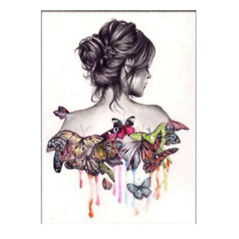 

2018 NEW 5D DIY Diamond Painting People Diamond Painting Cross Stitch Butterfly Girl Back Needlework 3D Home Decorative Mosaic