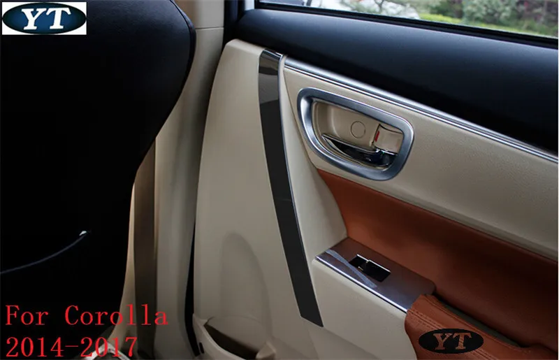 Авто внутренняя дверная ручка отделка литье для Toyota Corolla-, нержавеющая сталь, 8 шт., авто аксессуары