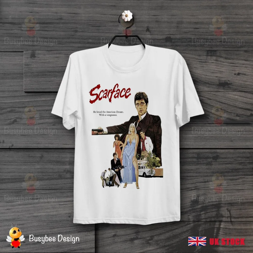 Лето 2019 короткий рукав размера плюс Аль Пачино Scarface 80s киноплакат Винтаж ретро