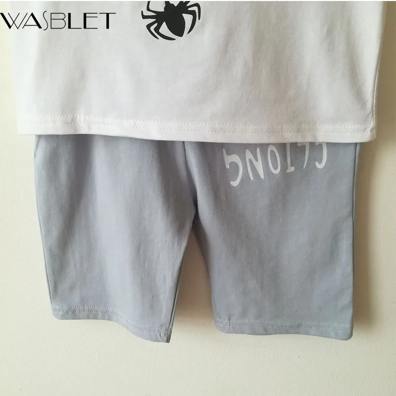 Мода 2017 г. хлопковые летние комплект одежды для мальчиков повседневная рукав