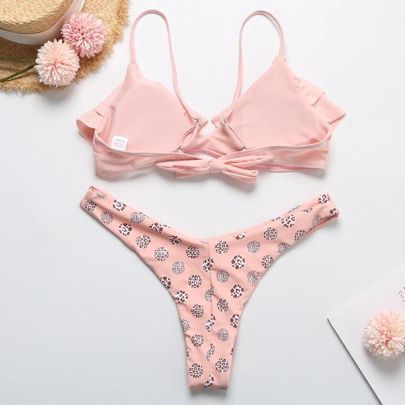 Ярко розовый микро бикини купальник женский сексуальный Тонг с низкой талией