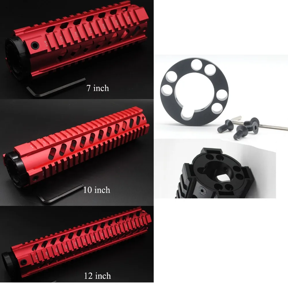 Красный анодированный 7 'ཆ'' 12 ''дюйма длина свободный плавающий Quad Rail