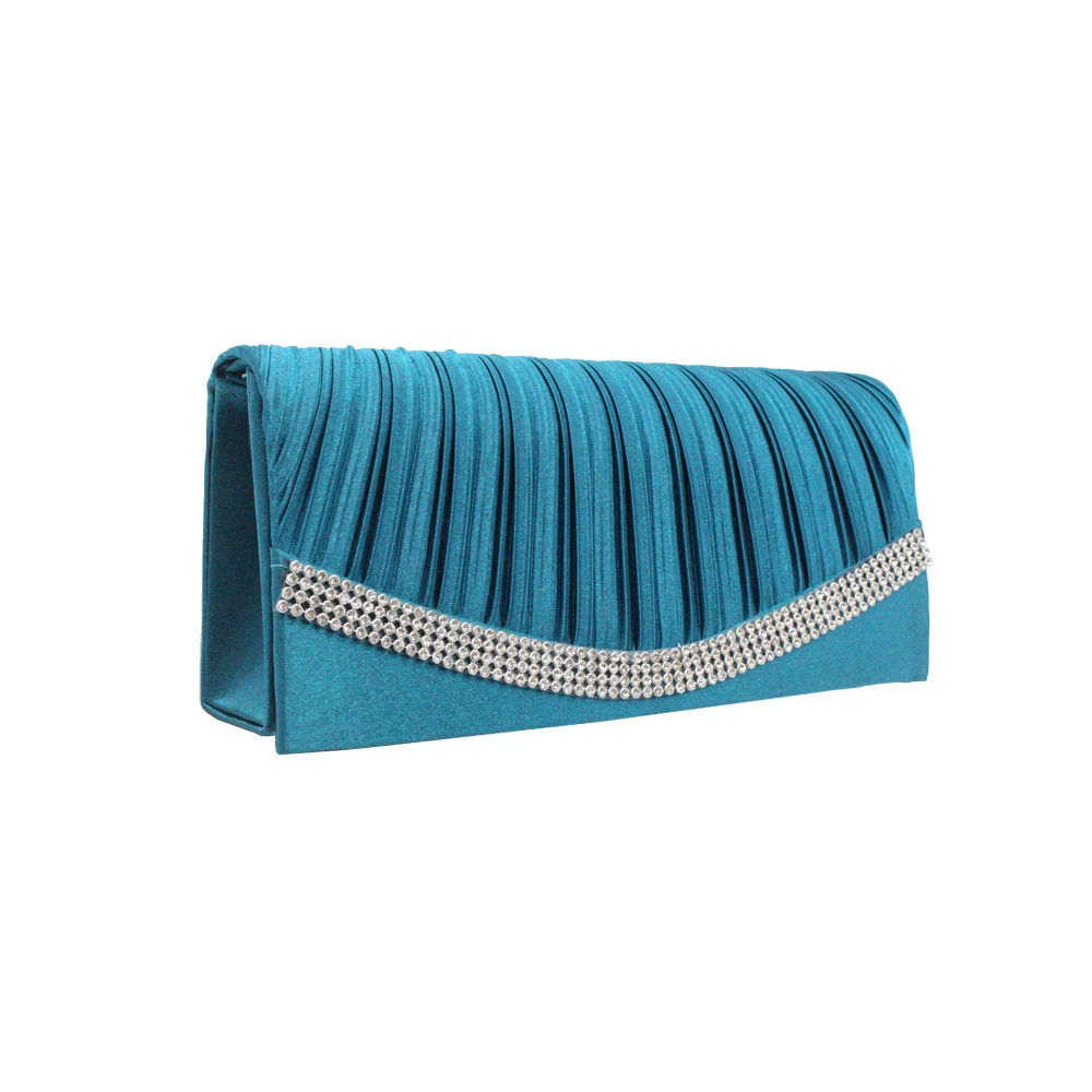 European American diamante clutch bag pleated drape satin evening for lady girl woman | Багаж и сумки