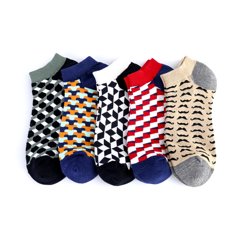 

Ankle Happy Geometric Invisible Summer Boat Low Socks Short Creative Crazy Socks Women Men Socks Cotton Funny Casual Socks Male