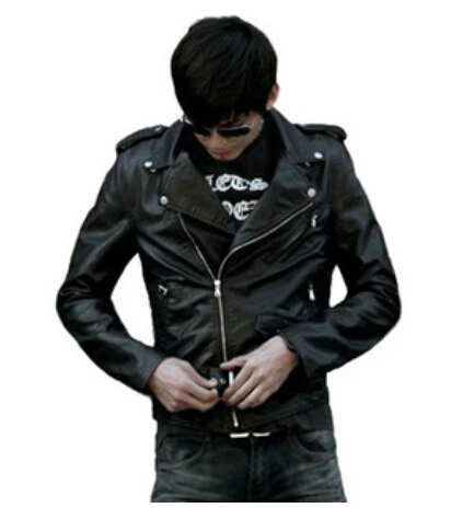 Куртка мужская демисезонная из ПУ кожи приталенная моющийся локомотив пальто |