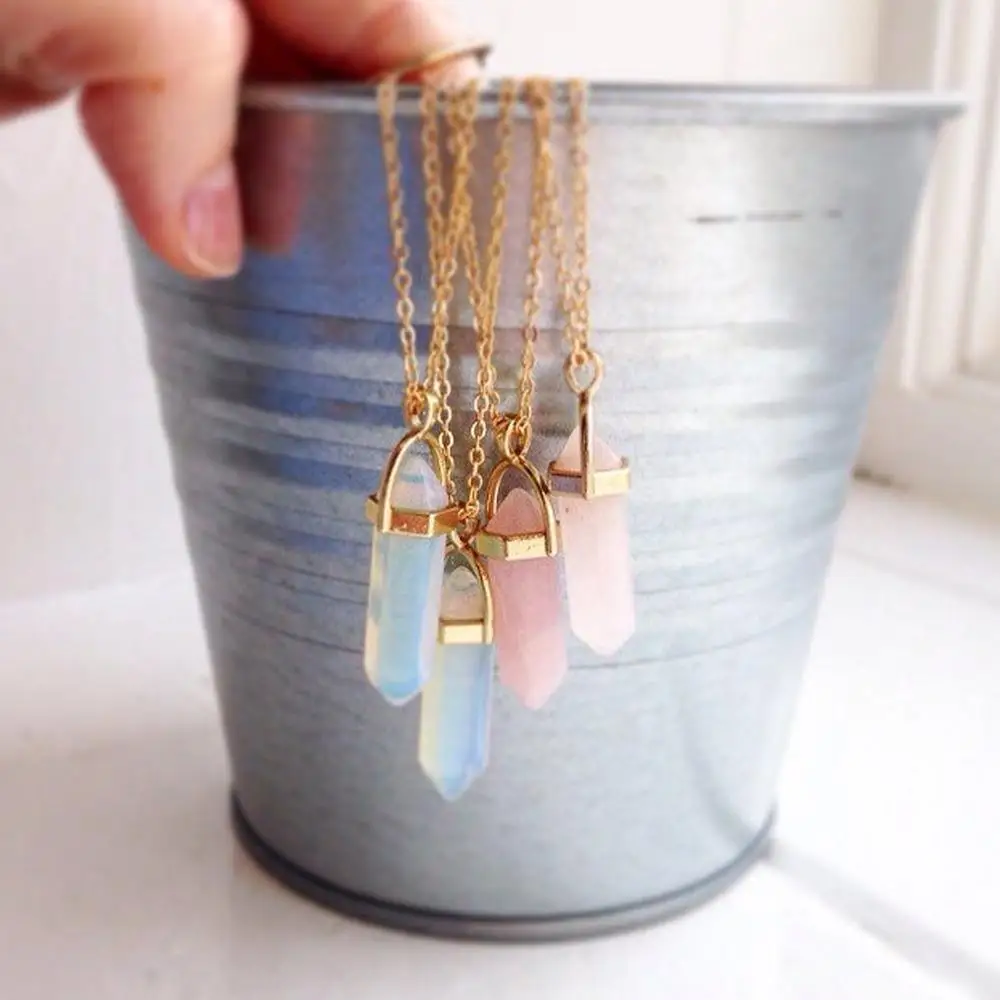 Модная пуля ожерелье ручной работы из натурального камня Женская Золотая