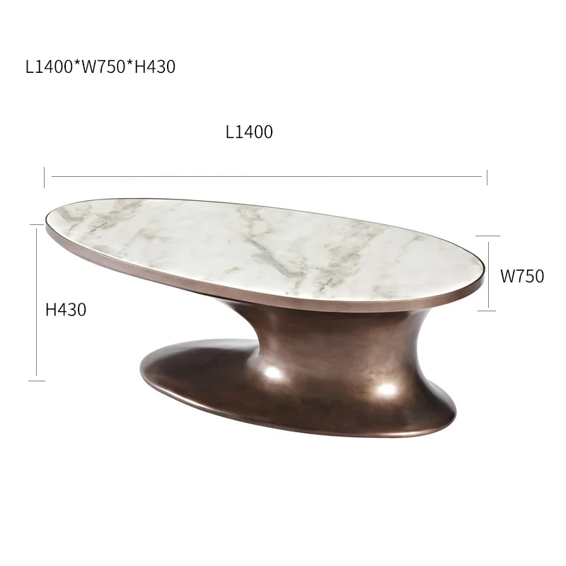 Elliptical marble coffee table vintage paint Italian style1 | Мебель