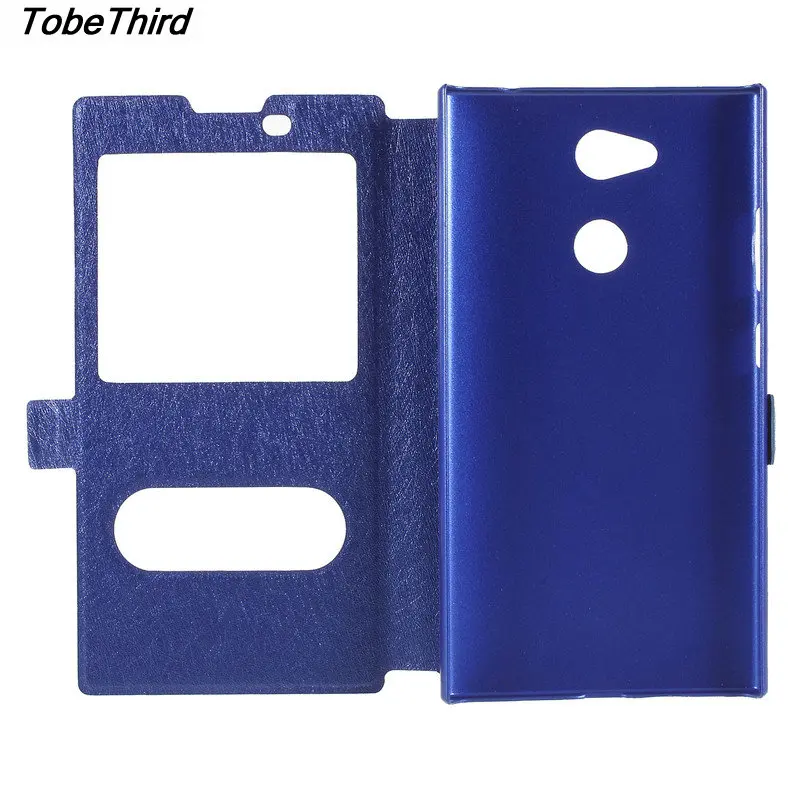Tobethird для Sony L2 случае Шелковый зерна Dual View Окно Кожа магнитных флип чехол телефона