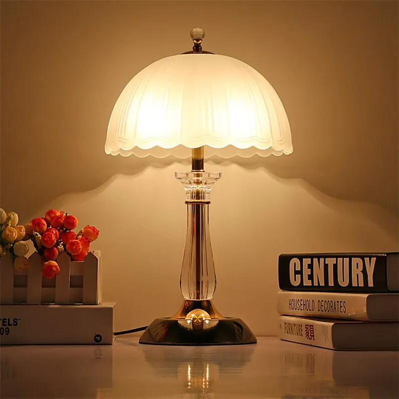American Country Fashion Crystal Milk White Glass Led E27*2 Table Lamp for Living Room Bedroom Bedside AC 80-265V 1306 | Освещение