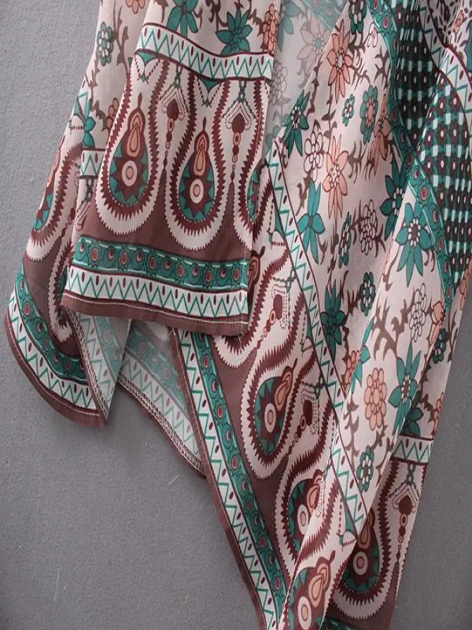 

Women Floral Print Chiffon Loose Shawl Kimono Cardigan Top Cover Up Shirt Femme Coats S- XL