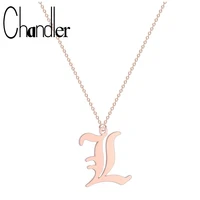 chandler new everyday jewelry letter l pendant necklace for girls punk stainless steel necklaces birthday bride