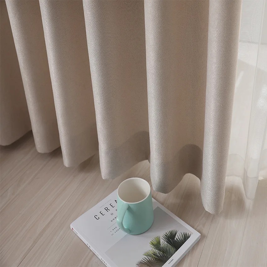 Упрощенные современные утолщенные занавески Wanjia с вышивкой и затенением для