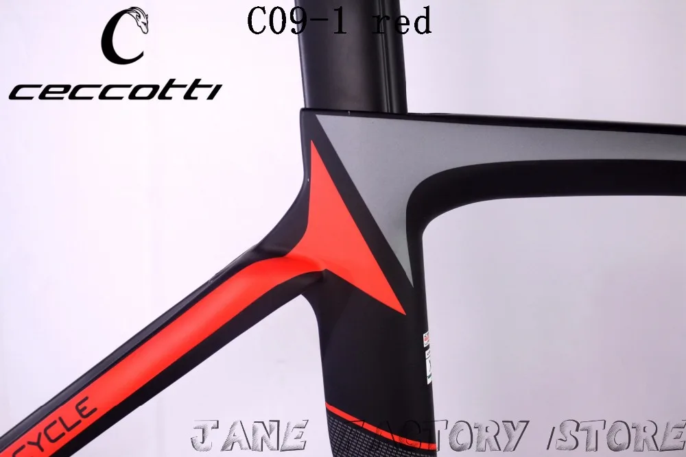 C09-1 красного цвета CECCOTTI matte and Глянцевая шоссейный углеродный руль для велосипеда велосипедная Рама T1000 1 K/UD pf30 высокое качество гоночный велосипед рама