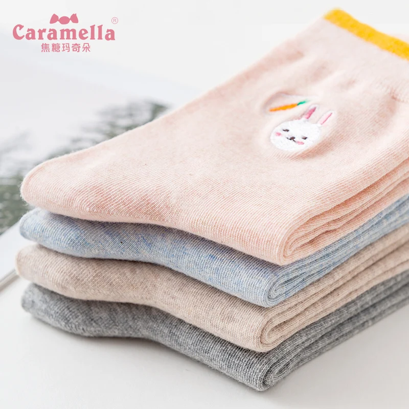 Caramella/4 пар/лот женские носки короткие в китайском стиле милые хлопковые с пандой