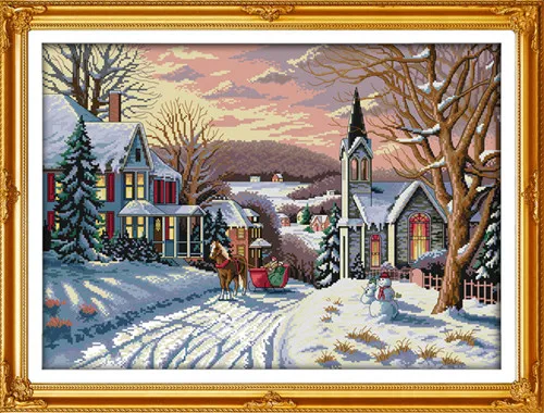 Snowscape пейзаж DIY Набор для вышивания крестиком 11CT 14CT DMC Chinses Счетный Набор для вышивания крестиком для вышивания ручной работы - Цвет: Snowscape (6)