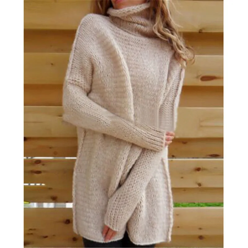 Loose Turtleneck Knitted Long Sweater Women Tops Autumn Winter 2017 Casual Tricot Pullovers Female Sleeve Jumper pull femme | Женская