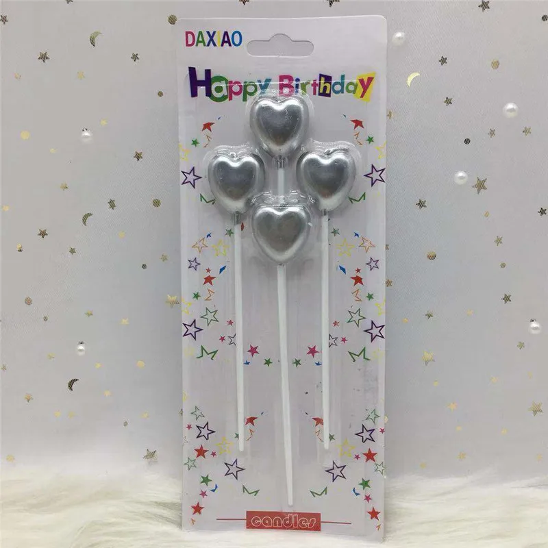 sweat heart silver Розовые, золотые, серебряные красного цвета с надписями с днем рождения свеча торт День рождения, товары для фестиваля, дня рождения свечи для торта выпечка в подарок - Цвет: sweat heart silver